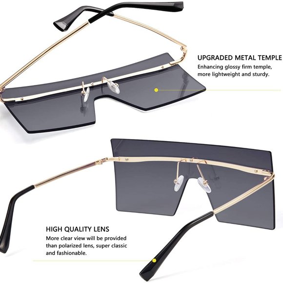 Mirrored Square Oversized Sunglasses for Women Men